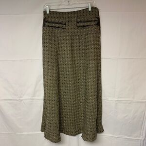 Jenyfer skirt SZ40 (8)brown and tan maxi vintage dropped waist ruffle hem